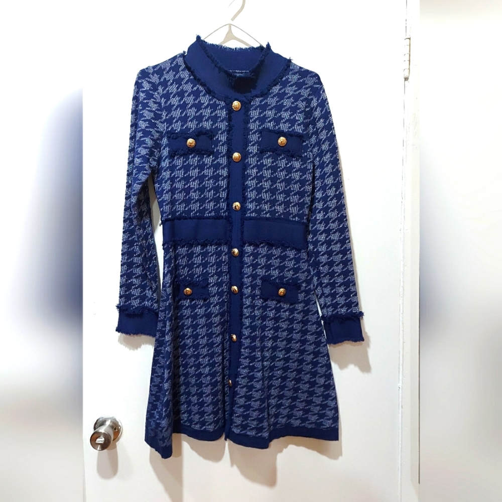 Blue and silver knitted dress